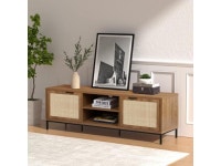 for 65 Inch TV Rustic TV Console Table with 2 Rattan Doors Modern Entertainment Center for Living Room Bedroom H0033 - Newegg.com