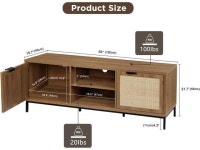 for 65 Inch TV Rustic TV Console Table with 2 Rattan Doors Modern Entertainment Center for Living Room Bedroom H0033 - Newegg.com