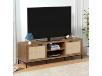 for 65 Inch TV Rustic TV Console Table with 2 Rattan Doors Modern Entertainment Center for Living Room Bedroom H0033 - Newegg.com