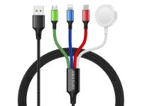 Upgraded Multi Charging Cable for Apple Watch Charger Magnetic Wireless iWatch Charger Nylon Braided USB C/Lightning/Micro... 