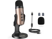 USB Microphone,Condenser Computer PC Mic,Plug&Play Gaming Microphones for PS 4&5.Headphone Output&Volume Control,Mic Gain Control... 