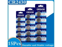 15Pcs/ 3 Pack CR2430 Button Batteries DL2430 BR2430 KL2430 Cell Coin Lithium Battery 3V CR 2430 For Watch Electronic Toy Remote... 