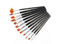 021-A0015-T 12 Pcs/set Nylon Hair Short Rod Paint Brushes Flat Painting Brush For Oil Acrylic Brush Pens School Students Art... 