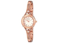 guess petite vintage inspired rose gold-tone crystal bracelet watch with self-adjustable links. color: gold-tone (model: u0135l2)... 