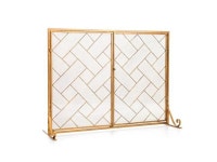 SlickBlue 3-Panel Folding Wrought Iron Fireplace Screen with Doors and 4 Pieces Tools Set-Golden - Newegg.com