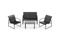 SlickBlue 4 Pieces Outdoor Conversation Set with Tempered Glass Coffee Table-Black - Newegg.com