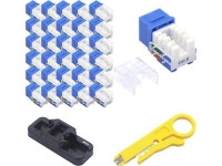 VCE 50 Pack Cat6 RJ45 Keystone Jack Insert, 90 Degree Ethernet UTP Cat 6, Cat5, Cat5e Keystone Punch-Down Stand and Mini Stripper... 