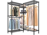 VIPEK L6 Garment Rack L Shaped Clothes Rack Heavy Duty Clothing Rack Metal Freestanding Closet with 7 Adjustable Shelves & 4... 