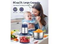 KOIOS Small Food Processor with 2 Bowls (8 Cup+8 Cup) & 2 Sets Bi-level Blade, 2L Electric Food Chopper Meat Grinder for Meat... 