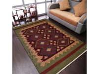 Rugsotic Carpets Hand Woven Flat Weave Kilim Wool 4x6 Area Rug Contemporary Burgundy Olive D00121 - Newegg.com