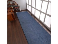 Rugsotic Carpets Hand Woven Flat Weave Kilim Wool 26x12 Runner Area Rug Solid Blue D00111 - Newegg.com