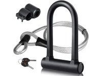 DINOKA Bike U Lock - 16mm Heavy Duty Security U Cable Bike Lock with 4ft Flex Bike Cable and Sturdy Mounting Bracket for Road... 