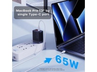 65W Charger, J1611 GaN Charger, 3 Ports Fast Charging Brick, Foldable Wall Charger, Compatible with HP Spectre, MacBook Pro/Air... 