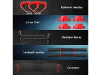 STOZM Weightlifting Accessories Set Adjustable Fitness Set with 2X Kettlebell Handles & Base, 2X Dumbbell Handles, 4X Screw Nuts... 