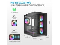 SAMA V60 PC Case, Mid-Tower Computer Case, A Curved Tempered Glass, 7 Pre-Installed ARGB PWM Fans and Fan Hub, USB Type-C, ATX... 