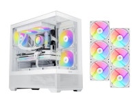 SAMA V40 White ATX Mid Tower PC Case, 6 Pre-Installed 120mm ARGB PWM Fans, Dual Tempered Glass Panels, Vertical Airflow Design... 