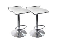 Elama 2 Piece Tufted Faux Leather Adjustable Bar Stool with Low Back in White with Chrome Base - Newegg.com