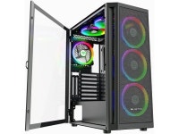 MUSETEX 6pcs 120mm ARGB Fans and 2pcs USB 3.0 Mesh Mid-Tower ATX Gaming PC Case, Opening Tempered Glass Panels Gaming Computer... 