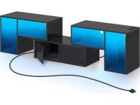 TV Stand, Deformable TV Stand with LED Strip & Power Outlets, Modern Entertainment Center for 45/50/55/60/65/70 inch tvs, 3... 