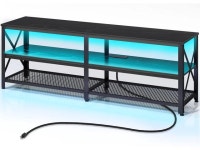 TV Stand with Led Lights & Power Outlets for 32/40/45/55/60/65/70 inch TVs, Entertainment Center with Open Storage, TV Table, 3... 