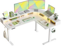 L Shaped Standing Desk with Arc LED & Power Outlet, Exclusive Uprated 3 Motors Support 330LB, Electric Height Adjustable L Shaped... 