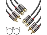 J&D 2 RCA to 2 RCA Cable, 2-Pack Gold Plated Copper Shell Heavy Duty 2RCA Male to 2RCA Female Stereo Audio Extension Cable, RCA... 