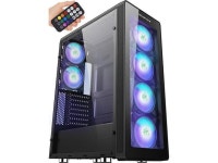 MUSETEX ATX Mid-Tower PC Gaming Case 2× USB3.0 & 6× ARGB Fans, Computer PC Chassis with Remote Control, Tempered Glass Cooling... 