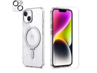 For iPhone 14 / iPhone 13 6.1 inch Case with Magnetic Invisible Stand [Compatible with Magsafe] Shockproof Slim Translucent Matte... 