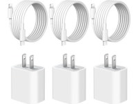 [3 Pack] iPhone 14 13 12 11 Charger 20W USB-C Charger Blocks and 6Ft iPhone Charger Cable Compatible with iPhone 14/13/12/11/Xs/8... 