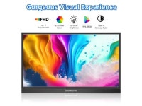 6 Inch 1080P FHD Dual USB-C &HDMI Travel Monitor with Stand &Speakers, Eye Care IPS External Monitor for Laptop/PC/Raspberry Pi... 