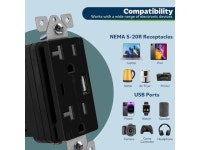 Amp TR Receptacle Plug, Charging Power Outlet with Ports, Electrical Socket, UL Listed, TU21536AC-W-6PCS, White, 6 Pack - Newegg.com