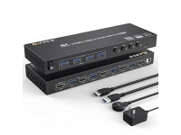 USB 3.0 KVM Switch HDMI 4 Port Support 4K@60Hz 2K@120Hz RGB 4:4:4 Simulation EDID, HDMI USB Switch 4 in 1 Out and 4 USB 3.0 Port... 