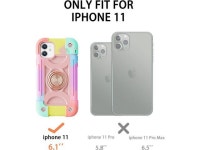for iPhone 11 Case 6.1 Inch with Ring Stand, with 2 Pack Glass... with Magnetic Car Mount for iPhone 11 (Rainbow Pink) - Newegg.com
