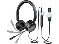 with Noise Cancelling Micphone Call Center Headset for Skype, Zoom, Laptop, Phone, PC, Tablet, Home with USB-C Adapter - Newegg.com