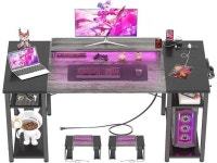 armocity Computer Desk with LED Lights, 48 Inch Reversible Large Desk with Power Outlet and USB, 48 Gaming PC Table with... 