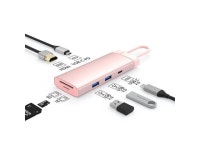 type-c docking station usb hub multifunctional hub USB3.0 laptop docking station BS7A [coral pink] - Newegg.com