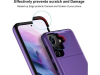 for Samsung S21 Case, Galaxy S21 Case Credit Card IDs Cash Holder Shell Wallet Case Slide Cover Dual Layer Hard PC Soft Rubber... 