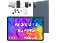 N-one Android 13 Tablet,10 Inch Tablets HD Screen 8GB(4+4) 64GB... Widevine L1 Streaming with Protect Glass Case Keyboard Mouse... 