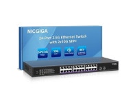 or 19-inch Rack Mount, Fanless Metal Design. - Newegg.com 24 Port 2.5G  2 Port 10G SFP+ Ethernet Switch, NICGIGA 26 Port 2.5Gb... 