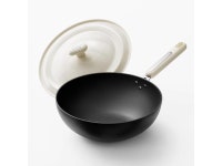 Carbon Steel Wok Pan - 11.8 Inch Pre-Seasoned Flat Bottom Chinese Woks & Stir Fry Pans with Lid, Lightweight Kitchen Cookware for...