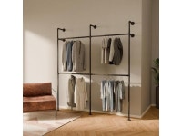 pamo Industrial Pipe Clothing Rack Wall Mounted Black Closet... com pamo Industrial Pipe Clothing Rack  Wall Mounted Black Closet... 
