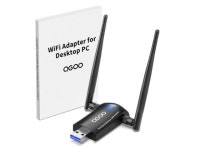 WiFi Adapter for Desktop PC, QGOO Wireless AC1300Mbps USB 3.0 Network Dongle with 5dBi High Gain Dual Antennas, 2.4GHz/5GHz Dual... 