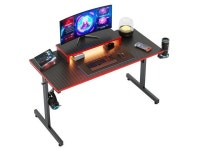 Bestier 42 Gaming Desk PC Computer Office Gamer Table Desk with LED Lights & Monitor Stand in Red - Newegg.com