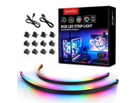 PC LED Strip, 2x15.7inch WS2812 RGB Rainbow Magnetic ARGB Strip for 5V 3-pin Aura SYNC, Gigabyte RGB Fusion, MSI Mystic Light... 
