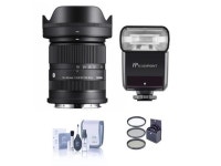 Sigma 18-50mm f/2.8 DC DN Contemporary Lens for Sony E, Bundle with Flashpoint Zoom-Mini TTL R2 Flash, 55mm Filter Kit, Cleaning... 