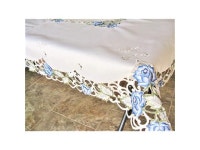 SAINTY H7538/B-(68x68) Blue Rose Round Tablecloth, 68 x 68, Cream - Newegg.com