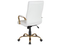 High Back White LeatherSoft Executive Swivel Office Chair with Gold Frame and Arms - Newegg.com