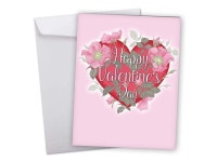5 x 11) - Beautiful Pink Flowers - Heart with Flower Bouquet - Stationery Set for Personalized Love Letter, V-Day Gift #J3486VD... 