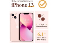 Designed for iPhone 13 Case 6.1 Inch, with Tempered Glass Screen Protector + Camera Lens Protector Clear Flower Soft & Flexible... 