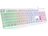Quiet Keyboard for Office, USB Wired All-Metal Panel 25 Keys Anti-ghosting Computer Keyboard 104 Keys - L1 White/Silver - Newegg.com